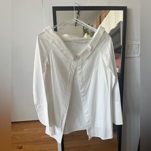 White off the shoulder Zara button down